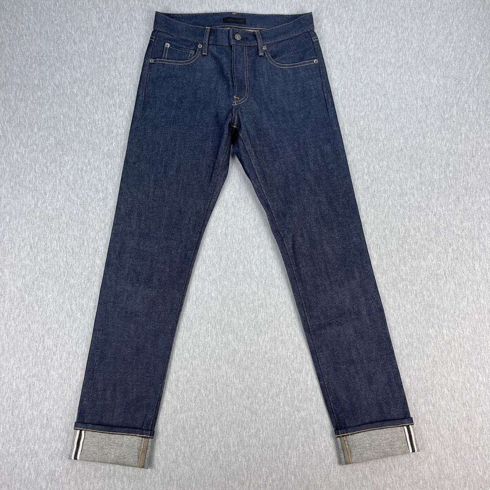 Uniqlo Selvedge Jeans Mens 29x34 Slim Straight Blue Kaihara Japanese Denim